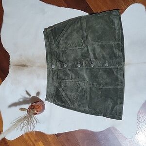 Green Corduroy Mini Skirt S